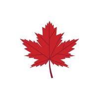 Red autumn leaf icon, flat style vector
