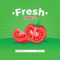 fresh red tomato on green shining background vector