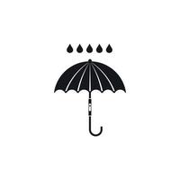 icono de paraguas y gotas de lluvia, estilo simple vector