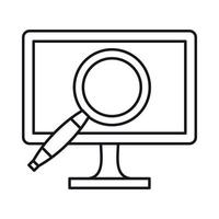 Computer monitor magnifying glass icon vector