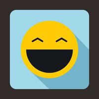 Laughing emoticon with open mouth icon vector