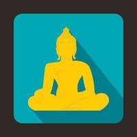 Statue of Buddha sitting in lotus pose icon vector
