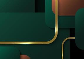 Abstract luxury square of green and gold template decorative artwork. Overlapping template design for background. Vector