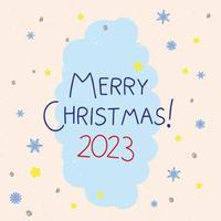 Merry Christmas 2023, lettering hand drawn vector