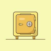 Simple cartoon illustration of a yellow money safe. Business concept vector