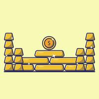 Simple cartoon illustration of a pile of gold bars. Business concept vector