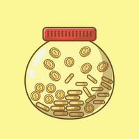 Simple cartoon illustration Glass piggy bank for coins. Business concept vector