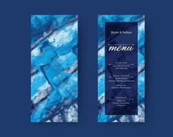 Blue Marble Wedding Menu Card Template