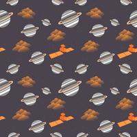 Space elements seamless pattern. space background vector illustration. seamless pattern with planet, cloud, satellite elements for scrapbook, wrapping paper, wallpaper.