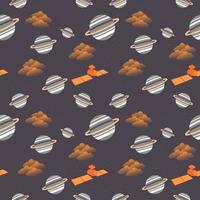 Space elements seamless pattern. space background vector illustration. seamless pattern with planet, cloud, satellite elements for scrapbook, wrapping paper, wallpaper.