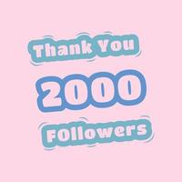 Thank you 2000 social media followers template vector