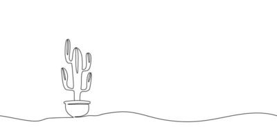 cactus de dibujo de línea continua en maceta vector