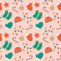 Seamless retro groovy christmas pattern vector