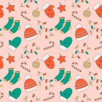 Seamless retro groovy christmas pattern vector