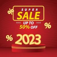2023 super sale banner template with colorful background
