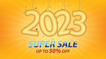 2023 super sale banner template with colorful background vector