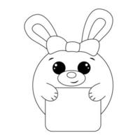 Cute Rabbit with poster without text in black and white for congratulation vector