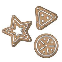Mini set with gingerbread in different shapes in color vector