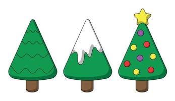 mini set con árbol de navidad en color vector