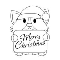 lindo corgi con felicitación navideña en blanco y negro vector