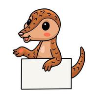 Cute little pangolin cartoon with blank sign vector