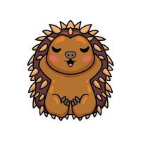 Cute little hedgehog cartoon sleeping vector