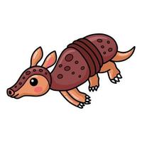 Cute little armadillo cartoon running vector