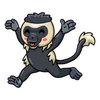 Cute little colobus monkey cartoon running vector