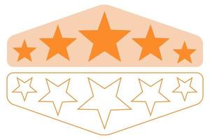 cinco estrellas de diferente tamaño plano y contorno. icono de revisión de calidad de calificación de cliente de comentarios para aplicaciones y sitios web. Ilustración de vector de evaluación de hotel o restaurante
