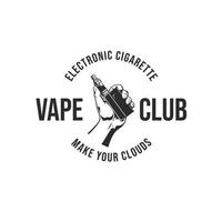 Retro hand holding vapor logo. smoking electronic cigarettes logo design template vector