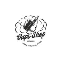 Retro hand holding vapor logo. smoking electronic cigarettes logo design template vector