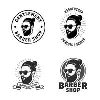 Collection of retro gentlemen barber shop logo design template vector