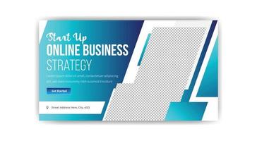 startup online business strategy thumbnail banner template design, creative banner template vector