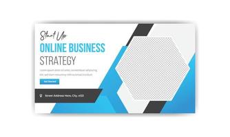 startup online business strategy thumbnail banner template design, creative banner template vector