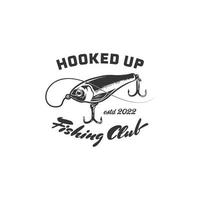 fish bait for fishing logo. hook and catch fishing logo design template vector