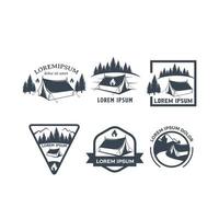 tent camping logo set design template with white background vector