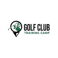 woman golf club logo. golf training logo design template vector