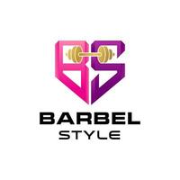 Letter B and S fitness logo. barber gym logo design template vector