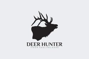 deer hunter silhouette logo design template vector