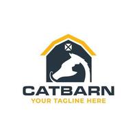 cat and horse barn logo design template vector
