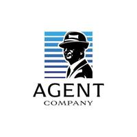 Mysterious man logo. incognito agent man with black hat logo design template vector