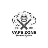 logotipo de vapor de cráneo. plantilla de diseño de logotipo de cigarrillos electrónicos vector