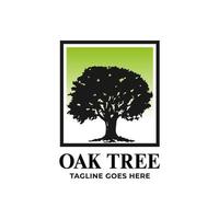 Oak tree with green background logo design template vector