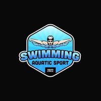 logo of a swimmer. swimming club or swimming school logo design template inspiration vector