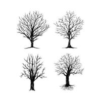 árbol con ramas secas vector silueta conjunto