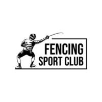 NEW LOGOSSSSaiAVintage emblem fencing sport championship logo. Fencing Club logo design template vector