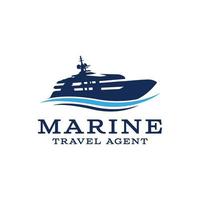 logotipo de agente de viajes marítimos. barco de crucero en yate para inspiración en el diseño del logotipo de vacaciones en el océano vector