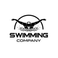 logo of a swimmer. swimming club or swimming school logo design template inspiration vector