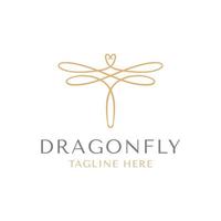 Simple line abstract dragonfly logo design template vector