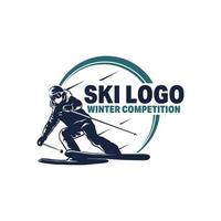 Mountain Skiing Logo. Extreme winter sport logo Design Template vector